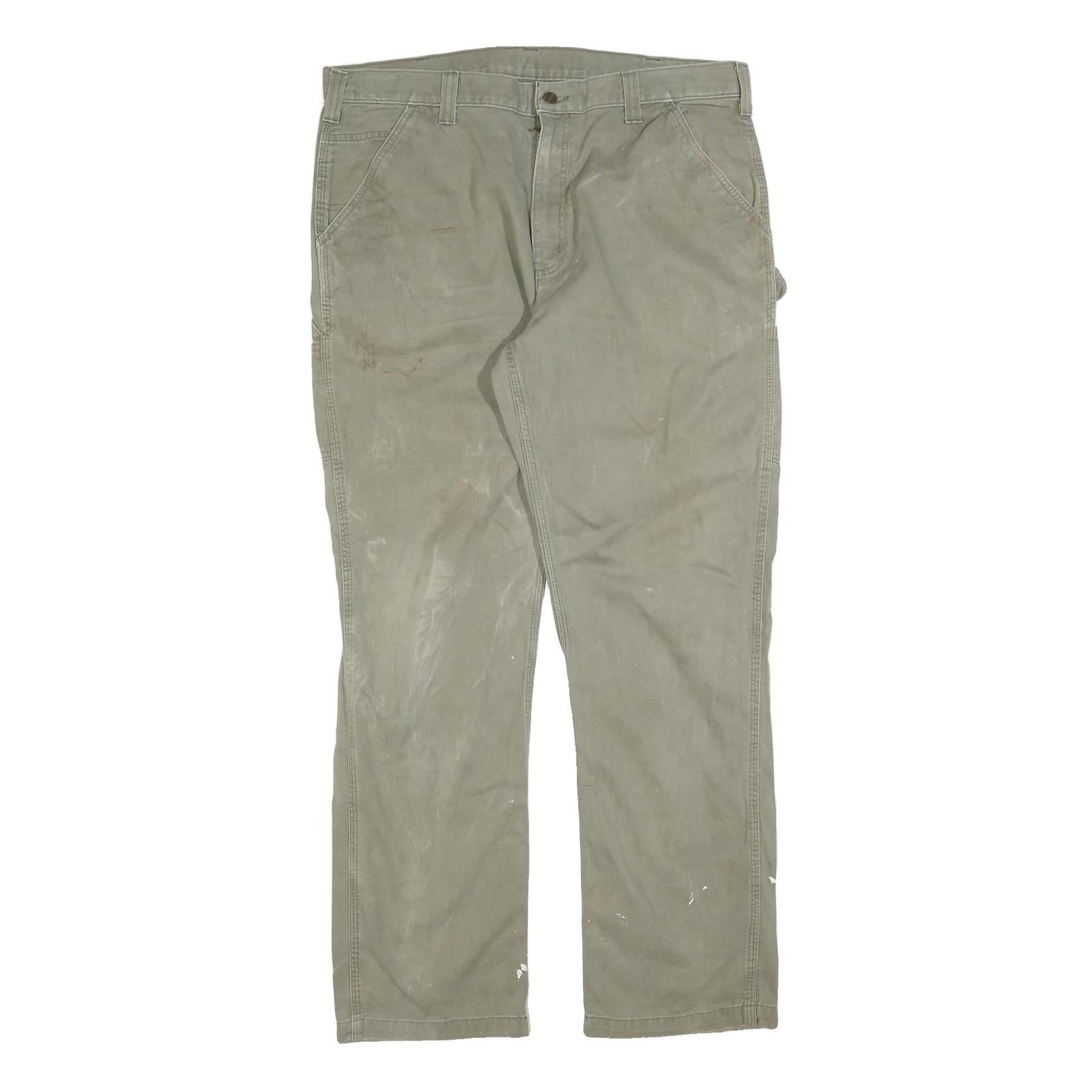 CARHARTT Mens Cotton Blend Fawn Regular Straight Trousers W40 L34 Workwear