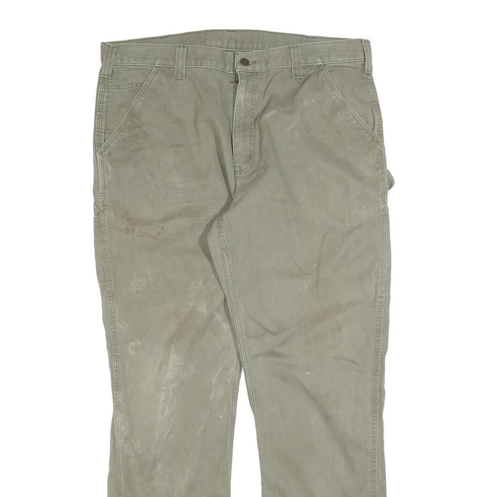 CARHARTT Mens Cotton Blend Fawn Regular Straight Trousers W40 L34 Workwear