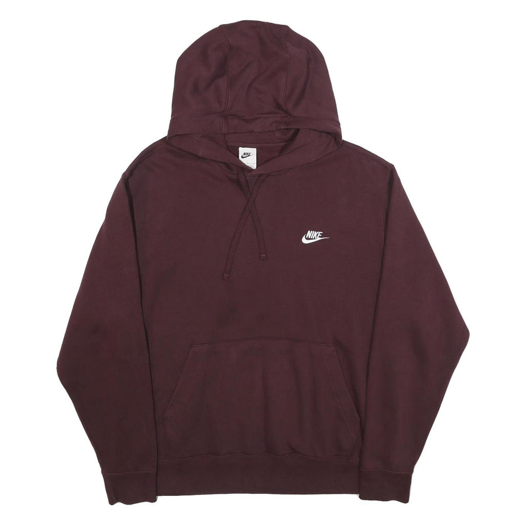NIKE Mens Maroon Pullover Hoodie L Cotton Casual Sportswear