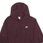 NIKE Mens Maroon Pullover Hoodie L Cotton Casual Sportswear