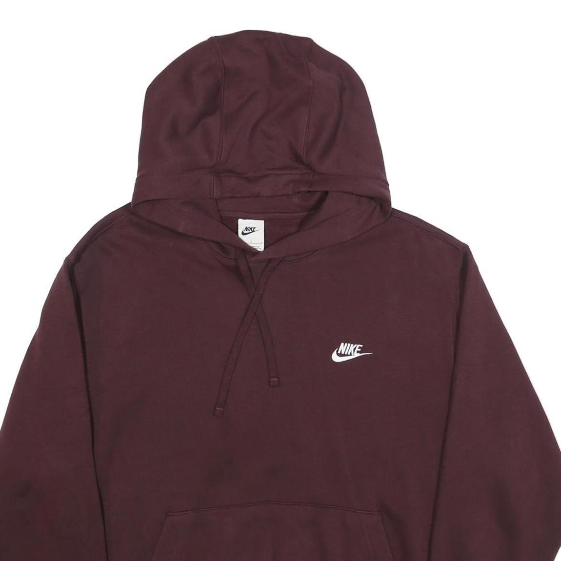 NIKE Mens Maroon Pullover Hoodie L Cotton Casual Sportswear
