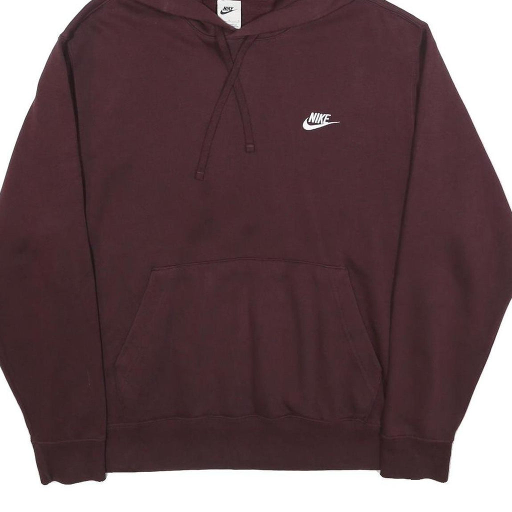NIKE Mens Maroon Pullover Hoodie L Cotton Casual Sportswear