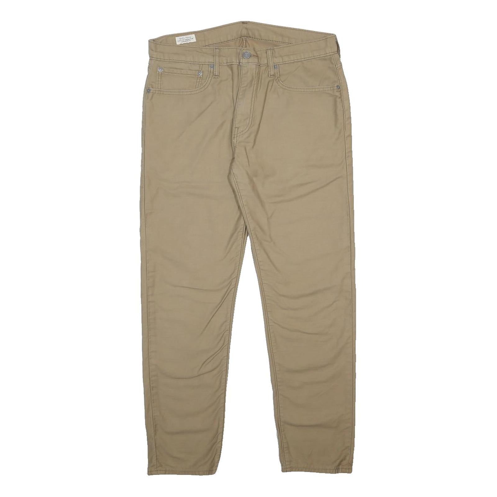 LEVI'S Mens Cotton Blend Beige Regular Straight Trousers W34 L29 Classic Fit Zip