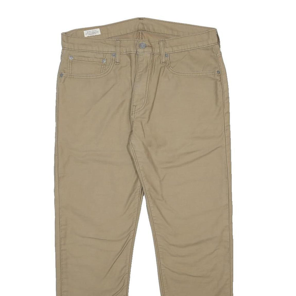 LEVI'S Mens Cotton Blend Beige Regular Straight Trousers W34 L29 Classic Fit Zip