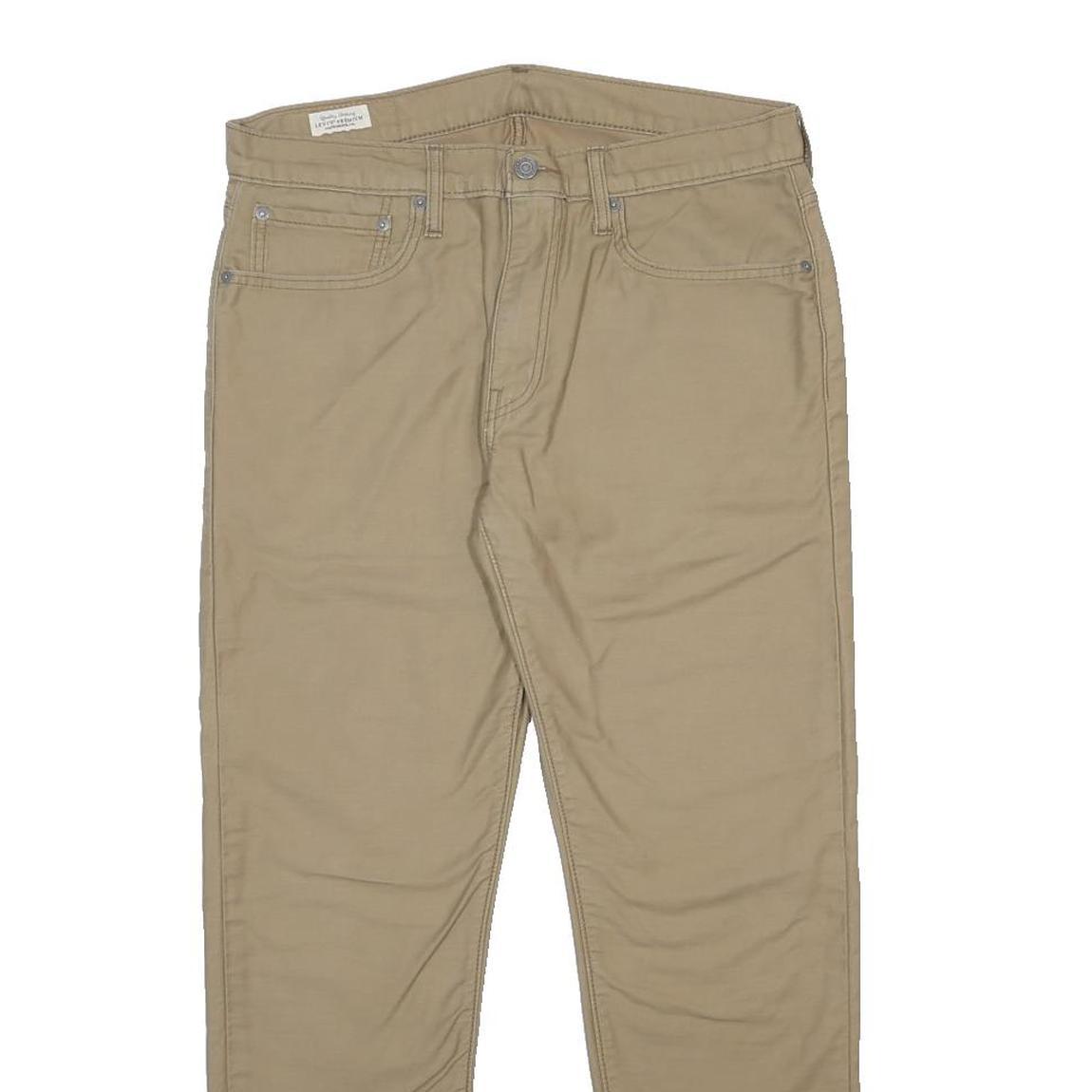 LEVI'S Mens Cotton Blend Beige Regular Straight Trousers W34 L29 Classic Fit Zip