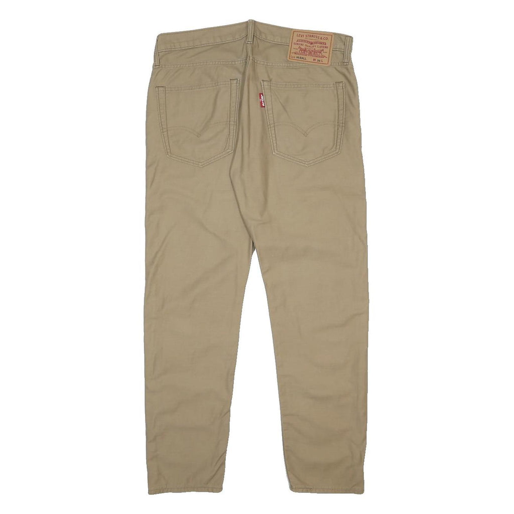 LEVI'S Mens Cotton Blend Beige Regular Straight Trousers W34 L29 Classic Fit Zip