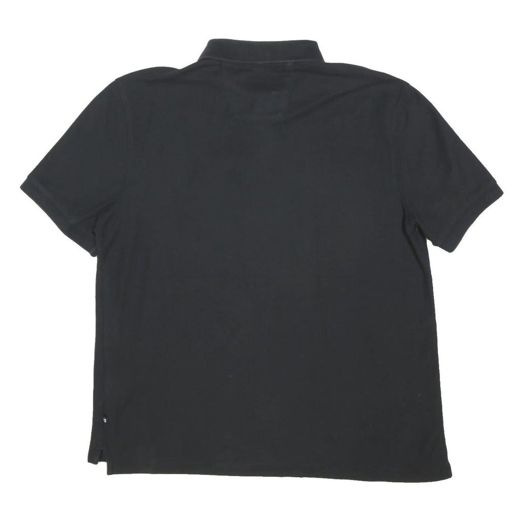 NAUTICA Mens Black Short Sleeve Plain Polo Shirt L Cotton Blend Casual Classic