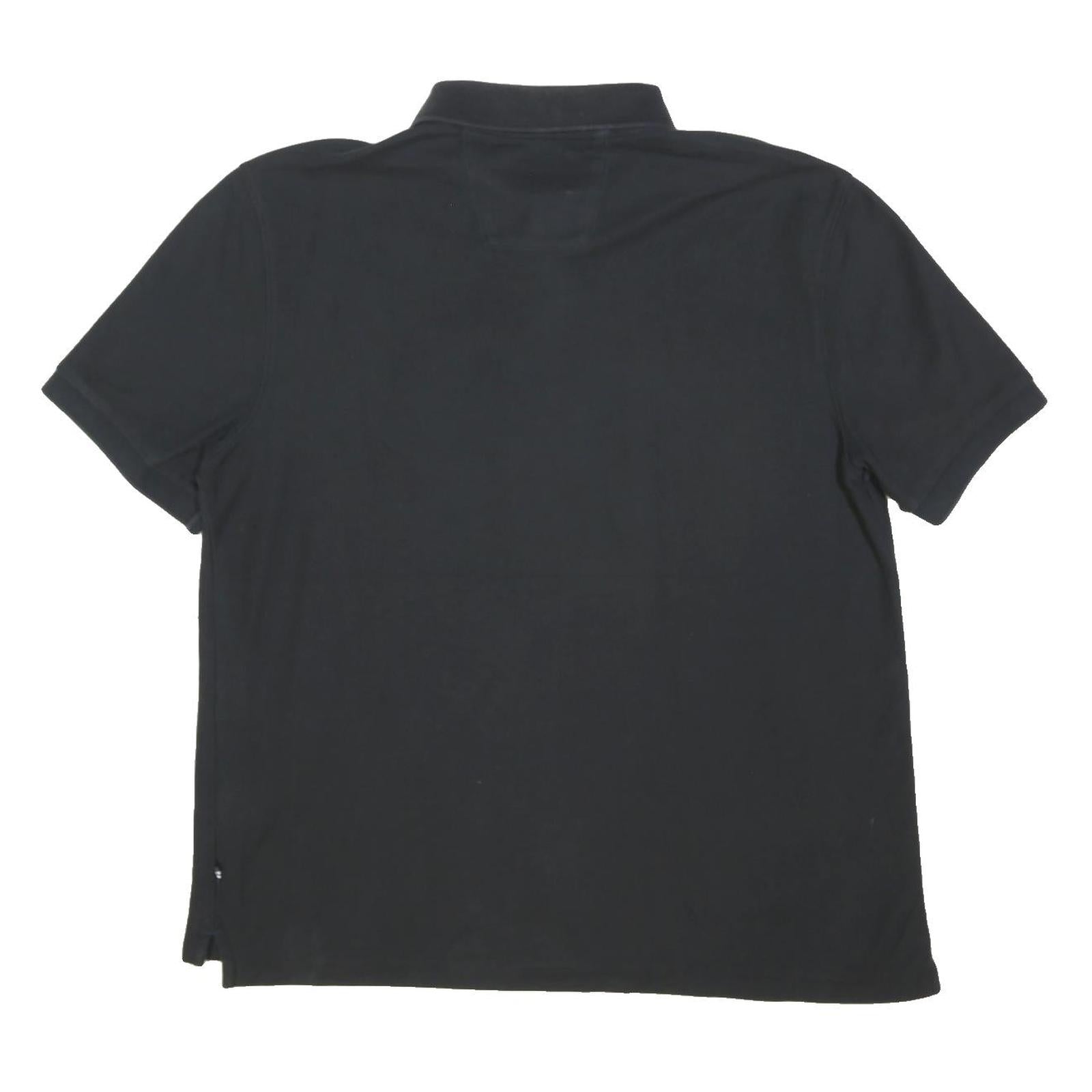 NAUTICA Mens Black Short Sleeve Plain Polo Shirt L Cotton Blend Casual Classic