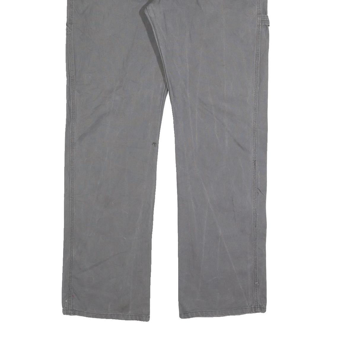 DICKIES Mens Cotton Blend Grey Regular Straight Trousers W36 L34 Casual Workwear