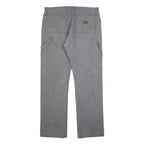 DICKIES Mens Cotton Blend Grey Regular Straight Trousers W36 L34 Casual Workwear
