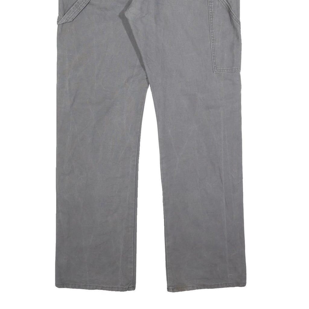 DICKIES Mens Cotton Blend Grey Regular Straight Trousers W36 L34 Casual Workwear