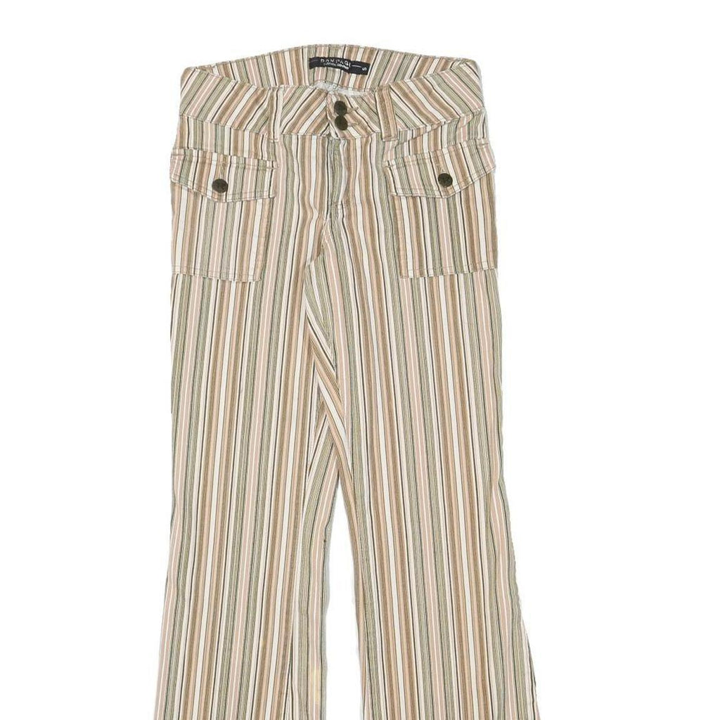 RAMPAGE Womens Cotton Blend Beige & Green Stripe Regular Fit Straight Leg