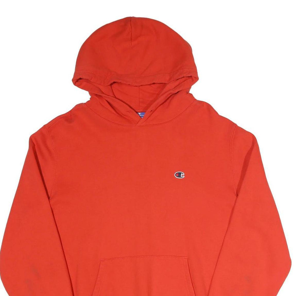 CHAMPION Mens Red Pullover Hoodie L Cotton Blend Classic Logo Sweatshirt
