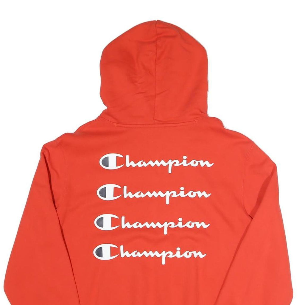 CHAMPION Mens Red Pullover Hoodie L Cotton Blend Classic Logo Sweatshirt