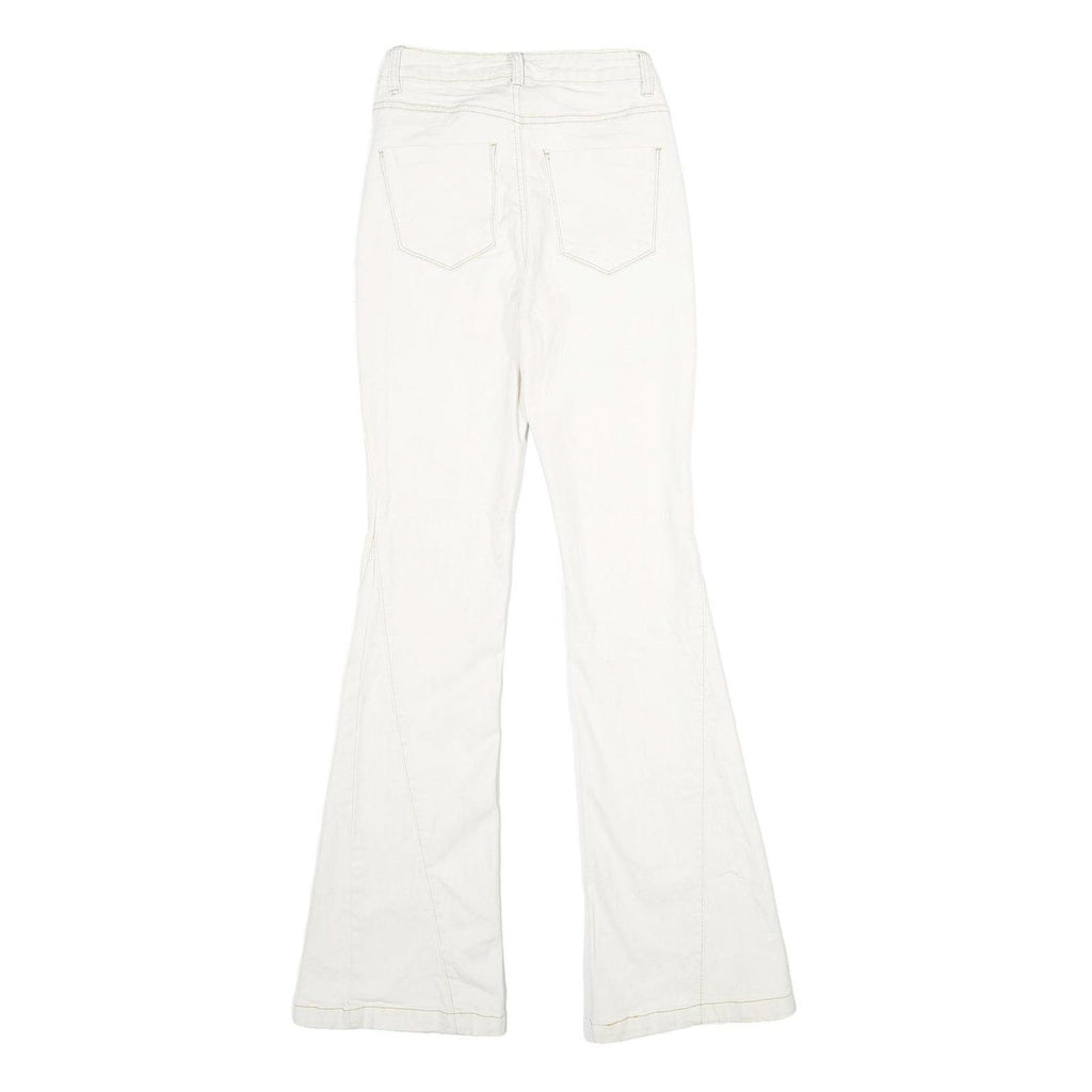 BAN-JARA Womens Regular Fit Flared Denim White Cotton Blend Zip W22 L32 Jeans