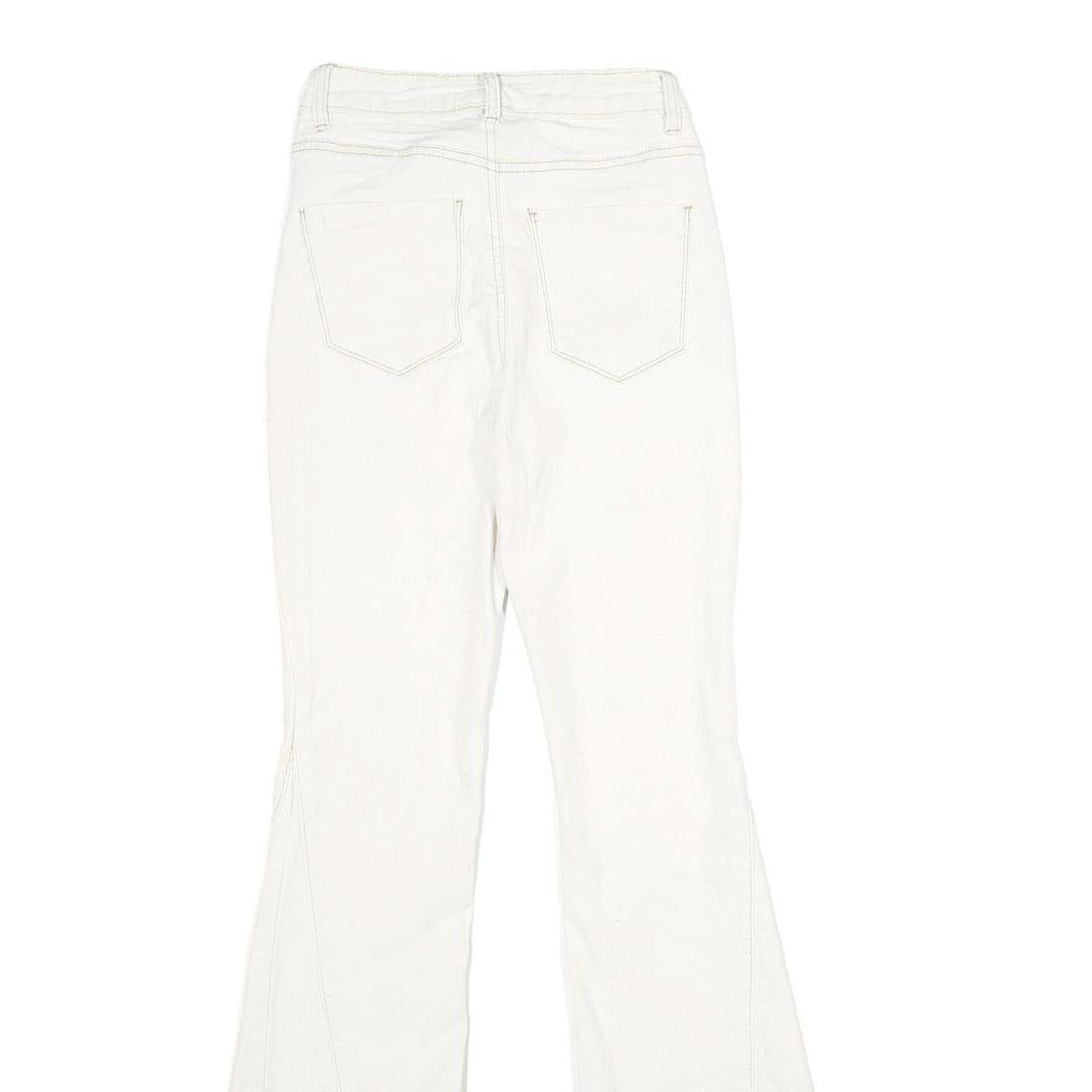 BAN-JARA Womens Regular Fit Flared Denim White Cotton Blend Zip W22 L32 Jeans