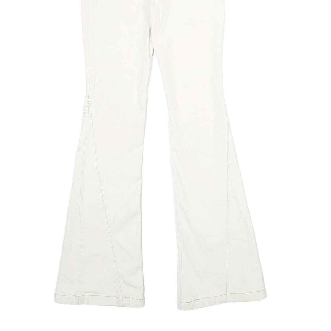 BAN-JARA Womens Regular Fit Flared Denim White Cotton Blend Zip W22 L32 Jeans