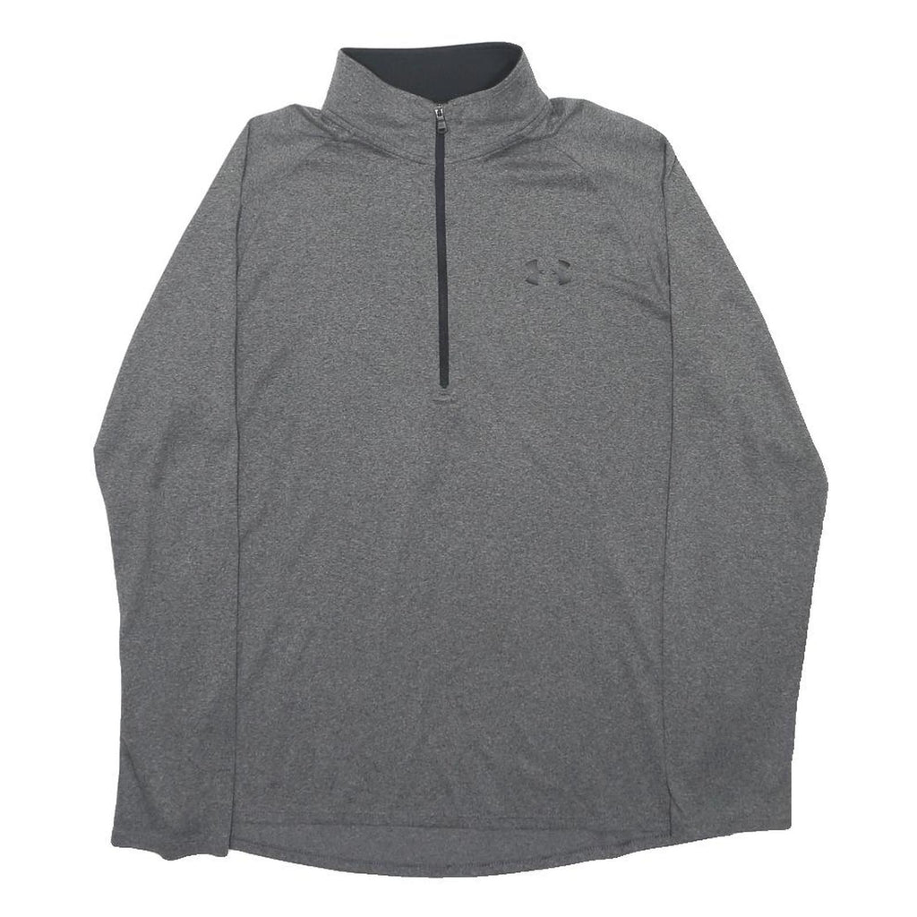 UNDER ARMOUR Mens Grey Athletic Long Sleeve 1/4 Zip Crew Neck T-Shirt M