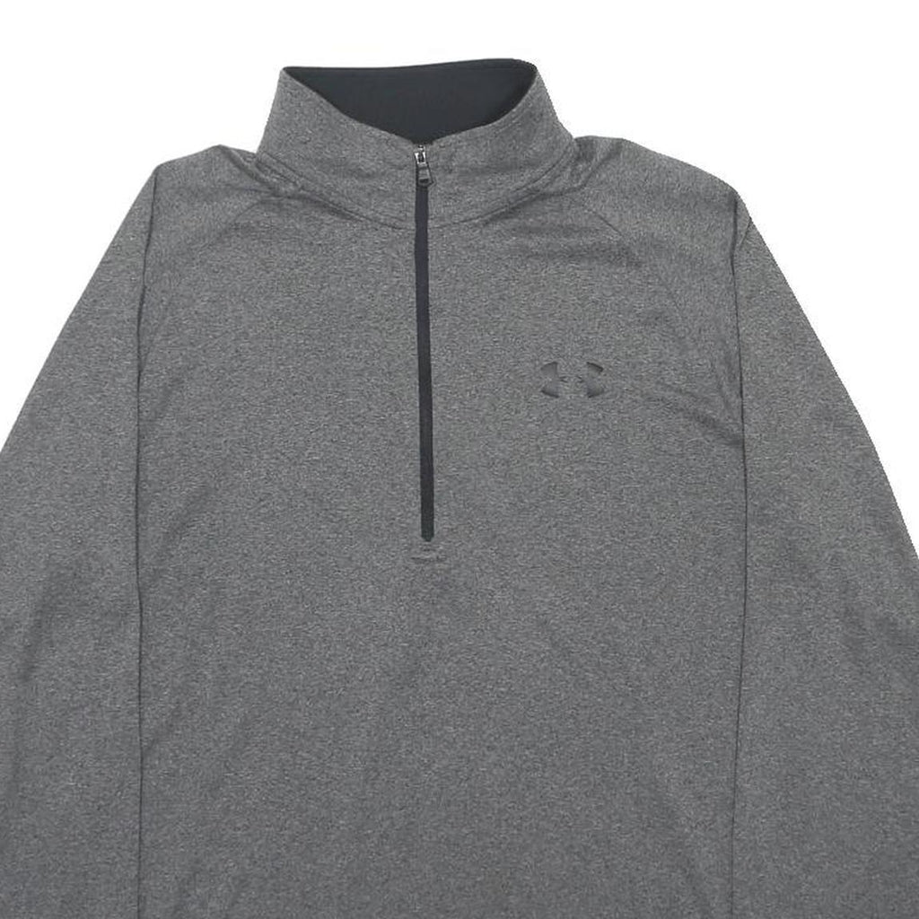 UNDER ARMOUR Mens Grey Athletic Long Sleeve 1/4 Zip Crew Neck T-Shirt M