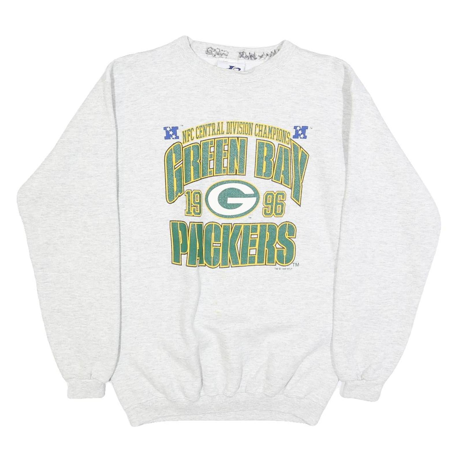 LOGO ATHLETIC Mens Grey Green Bay Packers Crew Neck S Cotton Sweatshirt