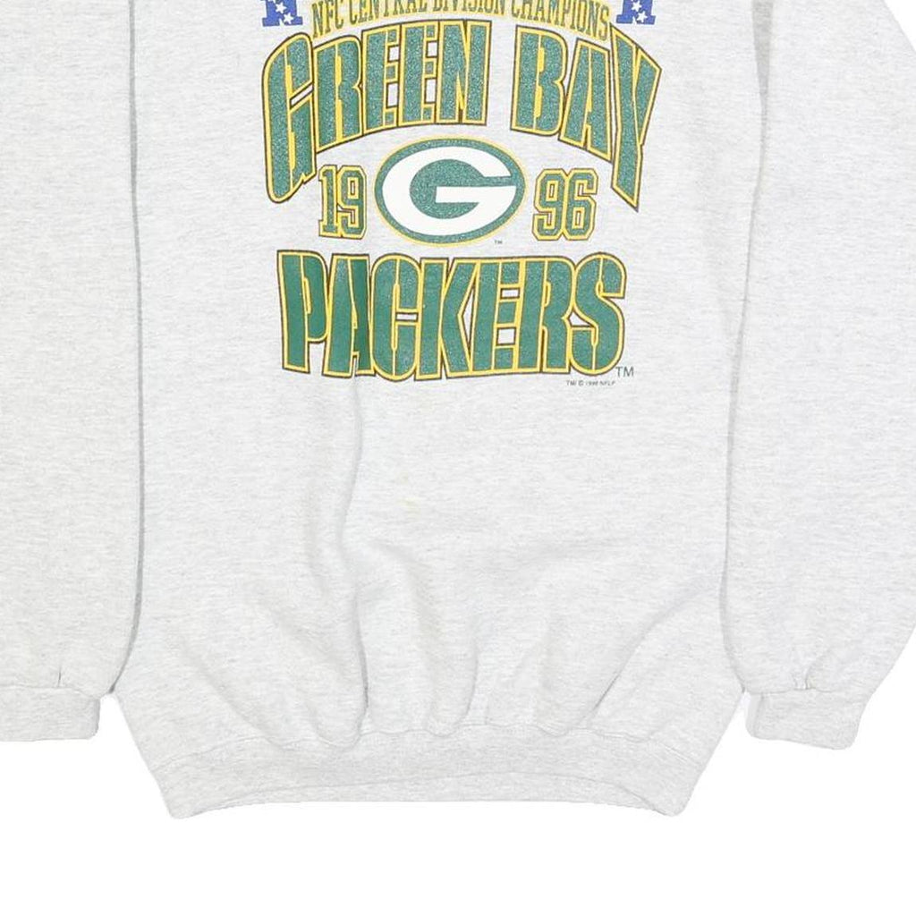 LOGO ATHLETIC Mens Grey Green Bay Packers Crew Neck S Cotton Sweatshirt