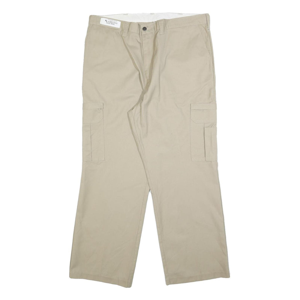 DICKIES Mens Relaxed Beige Cotton Blend Cargo Trousers W40 L32 Workwear Casual