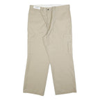 DICKIES Mens Relaxed Beige Cotton Blend Cargo Trousers W40 L32 Workwear Casual