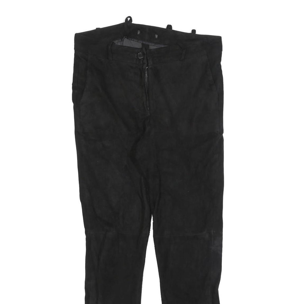 Womens Black Leather Slim Fit Zip Trousers W30 L28 Stylish Comfortable