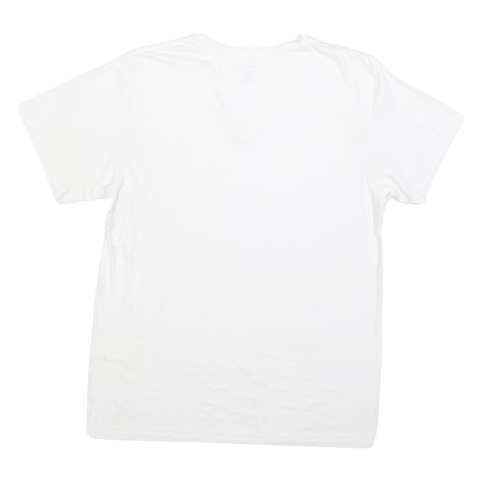CALVIN KLEIN Mens White Cotton Blend T-Shirt M Short Sleeve V-Neck Plain Casual