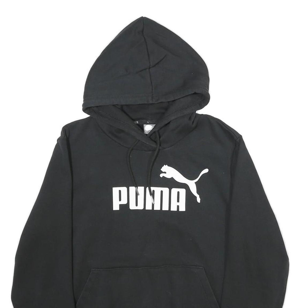 PUMA Womens Black Hoodie UK 14 Cotton Blend Pullover Casual Sports Sweatshirt