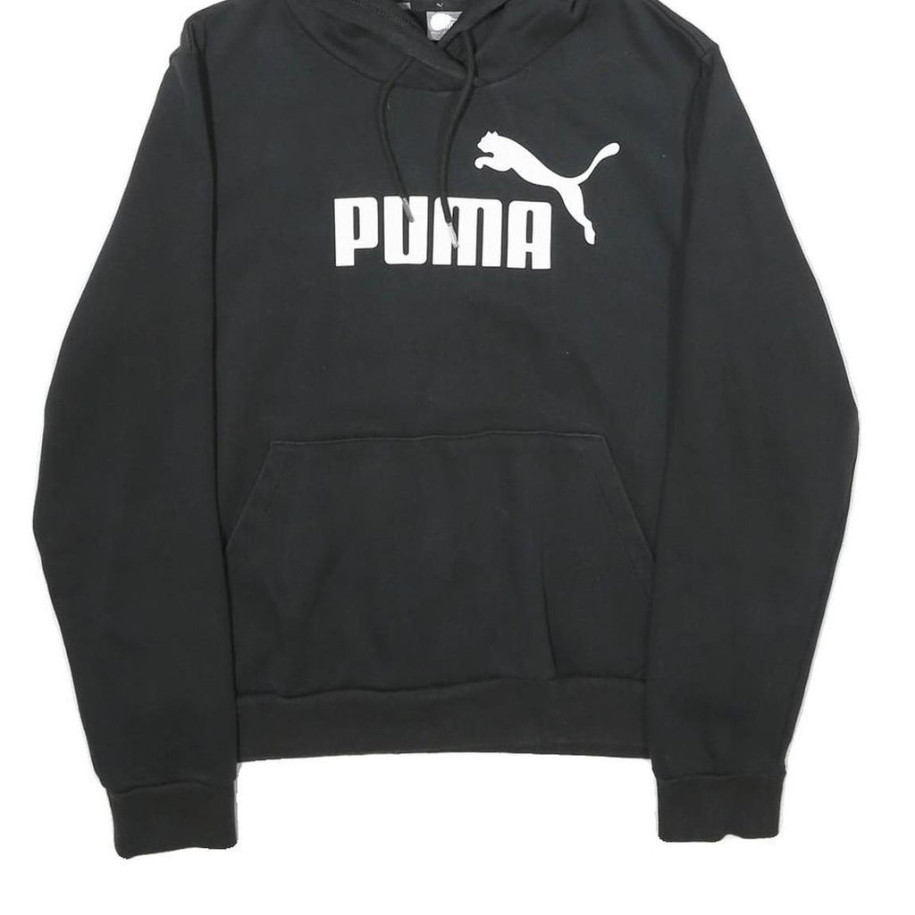 PUMA Womens Black Hoodie UK 14 Cotton Blend Pullover Casual Sports Sweatshirt