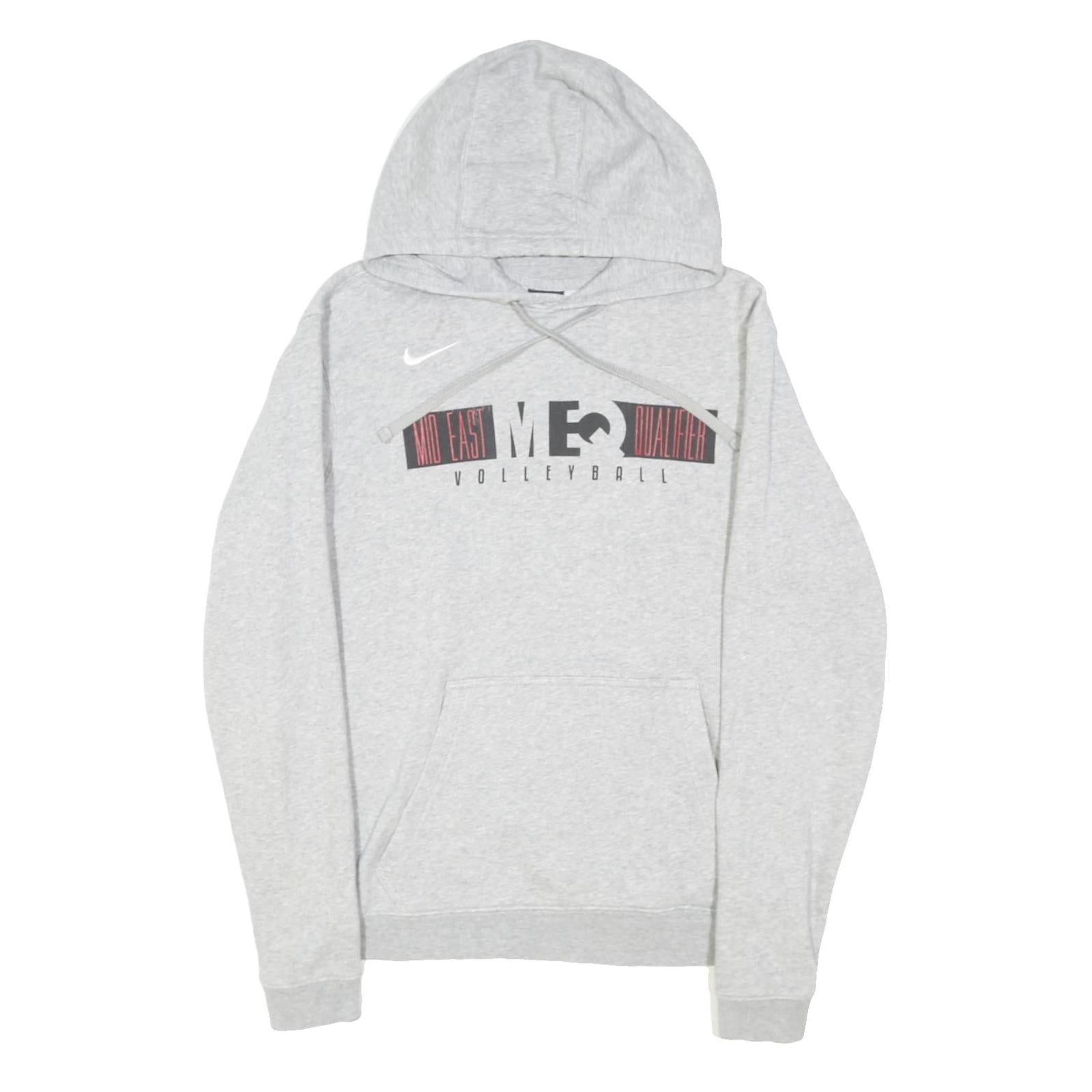 NIKE Mens Grey Mid East Qualifier Volleyball Hoodie M Cotton Blend Casual