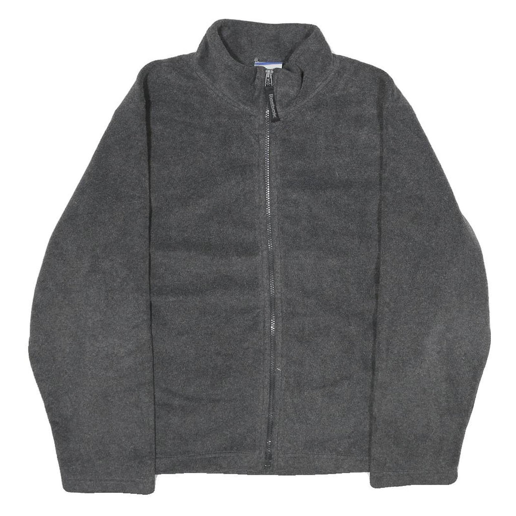REEBOK Mens Grey Jacket M Polyester Plain Zip Casual Sports Zip-Up