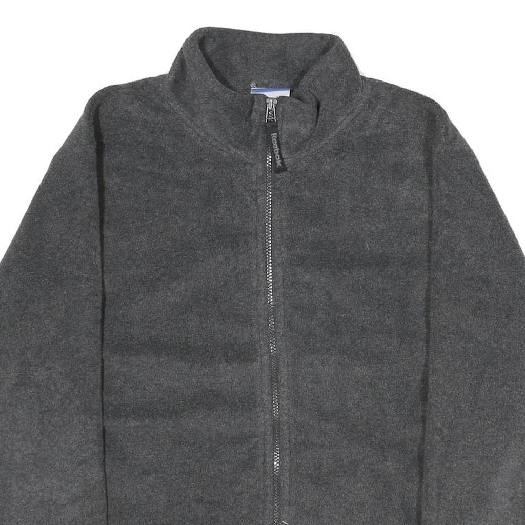 REEBOK Mens Grey Jacket M Polyester Plain Zip Casual Sports Zip-Up