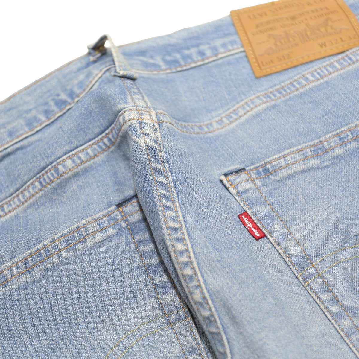 LEVI'S 512 Big E Mens Jeans Blue Slim Skinny Denim Light W32 L32 Vintage Fit Zip
