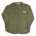 ZARA Womens Green Utility Shirt Long Sleeve Collared L Casual Cotton Blend