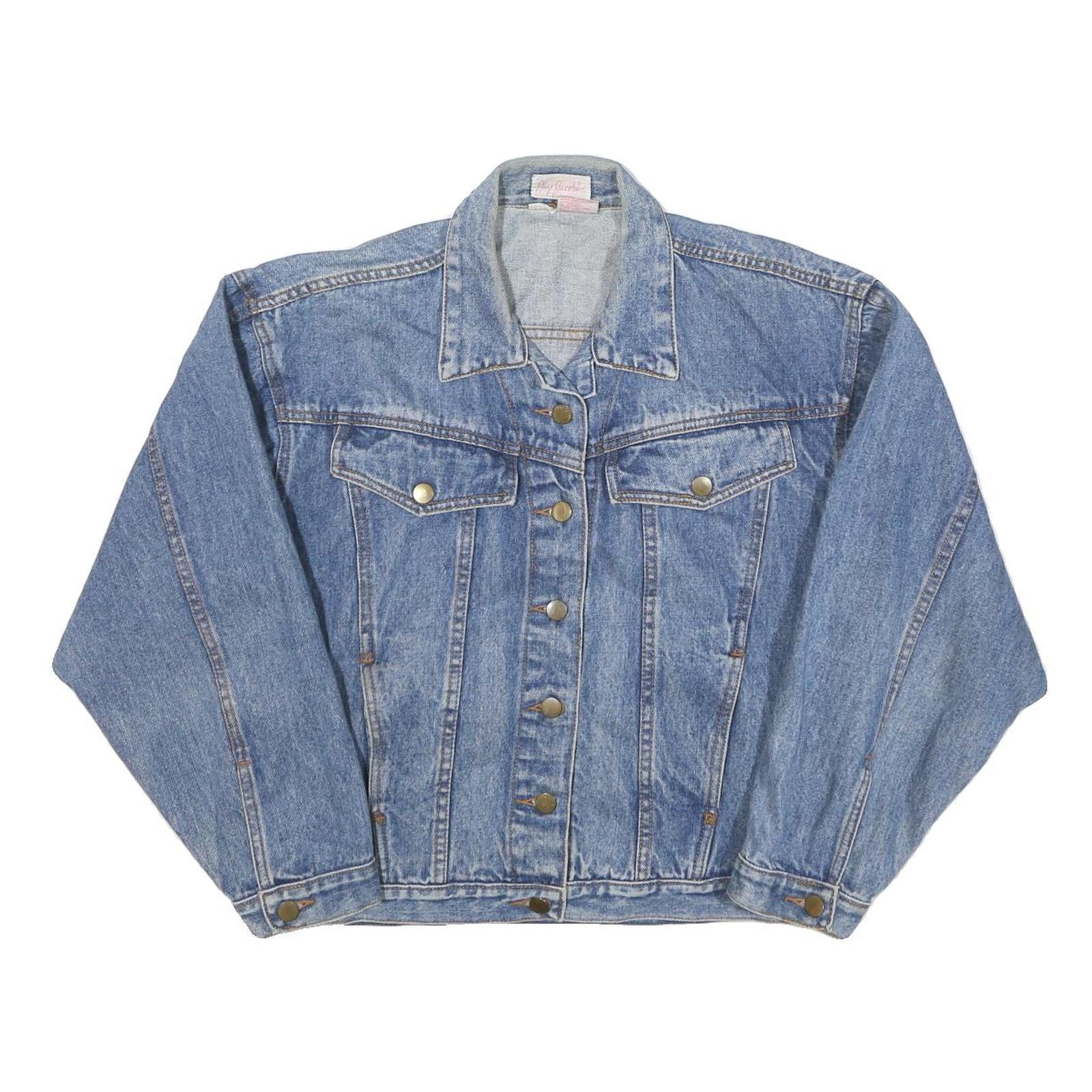 JAY JACOBS Womens Blue Denim Button Jacket L Cotton Blend Casual Classic