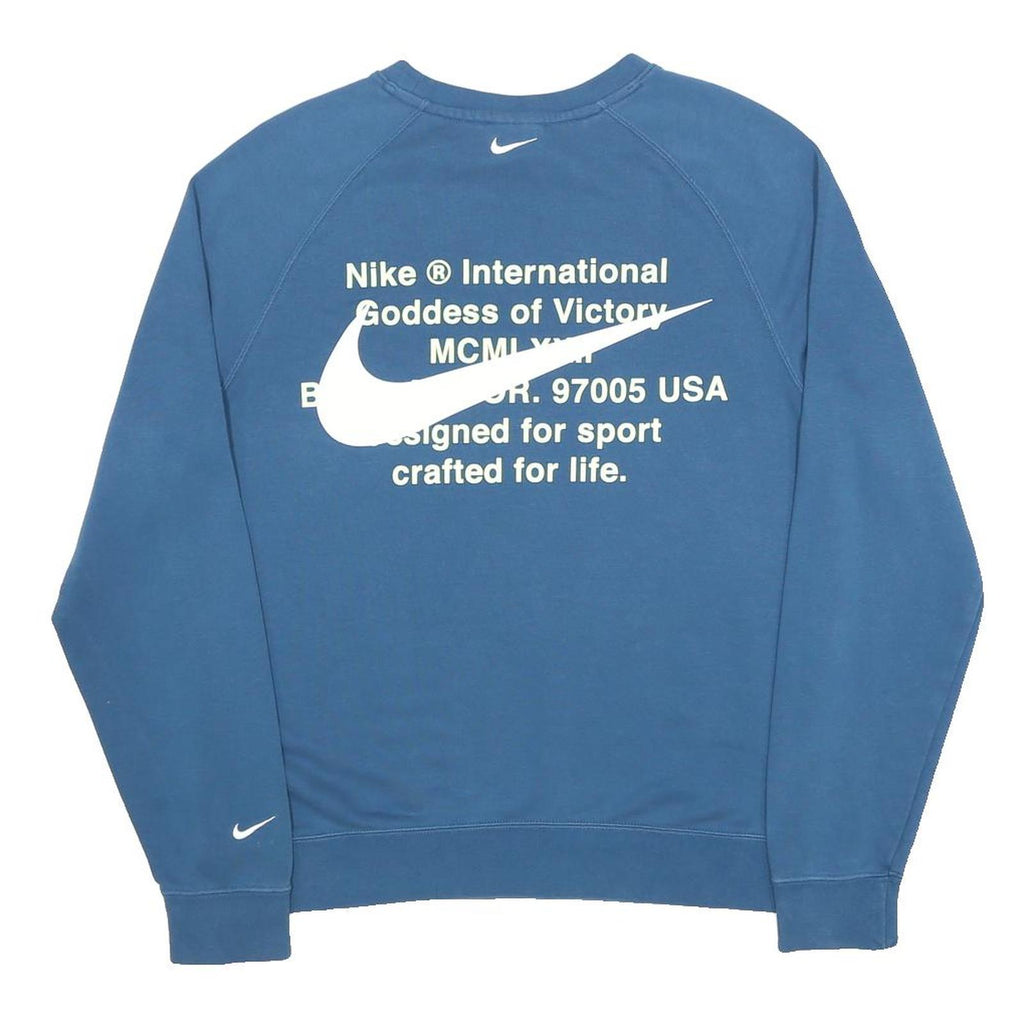 NIKE Mens Blue Cotton Blend Crew Neck M Sweatshirt Sportswear Casual
