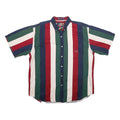 COLISEUM CLASSIC Mens Blue & Red & Green & White Stripe Shirt XL Cotton Button