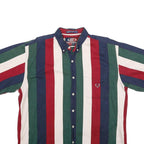 COLISEUM CLASSIC Mens Blue & Red & Green & White Stripe Shirt XL Cotton Button