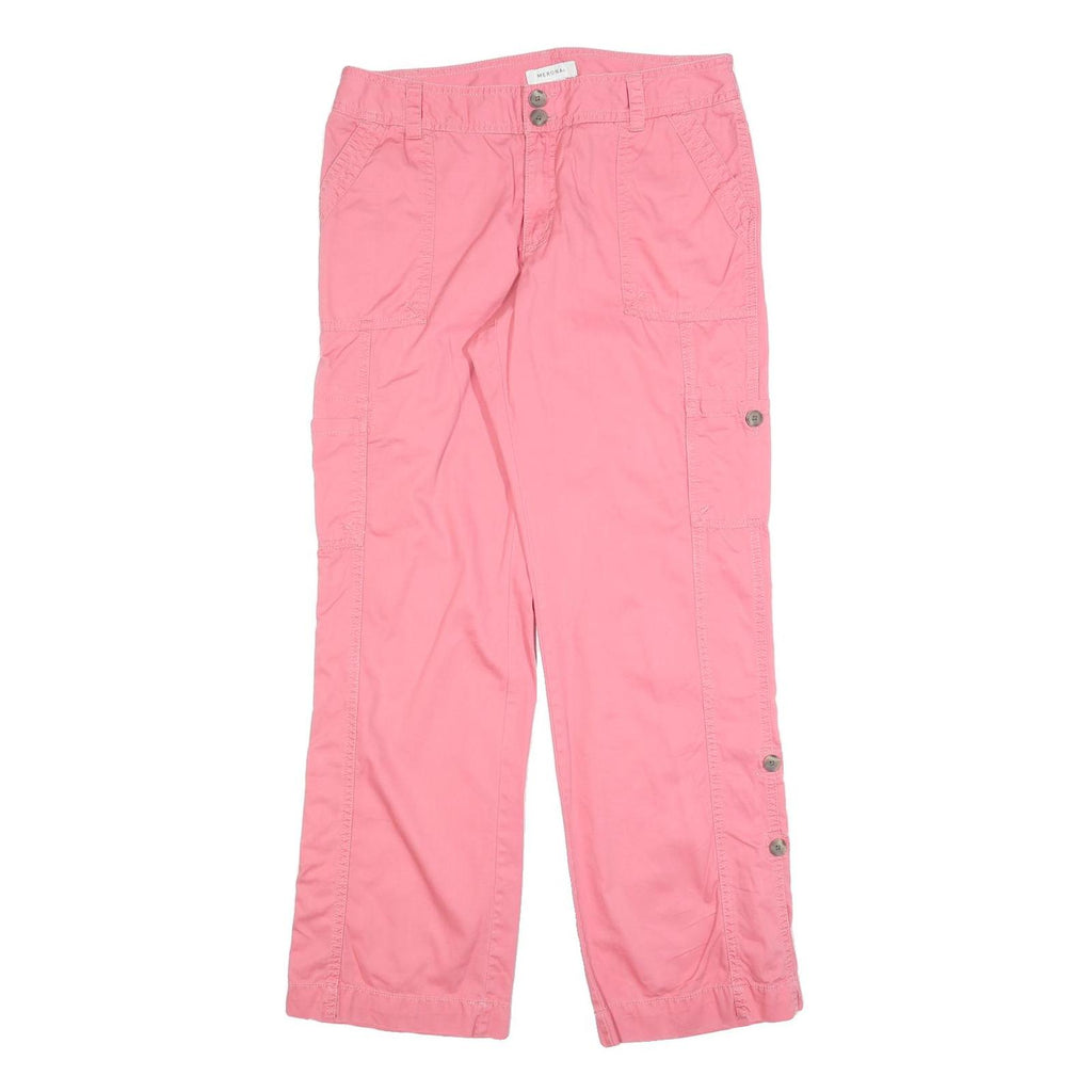 MERONA Womens Cotton Blend Pink Relaxed Straight Trousers W32 L30 Summer Casual