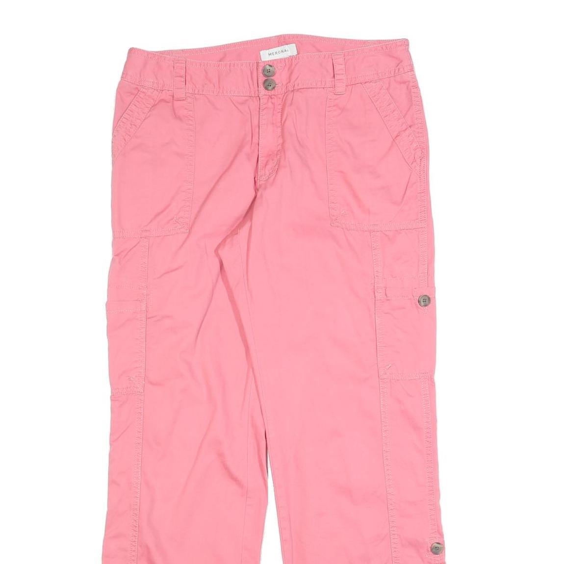 MERONA Womens Cotton Blend Pink Relaxed Straight Trousers W32 L30 Summer Casual