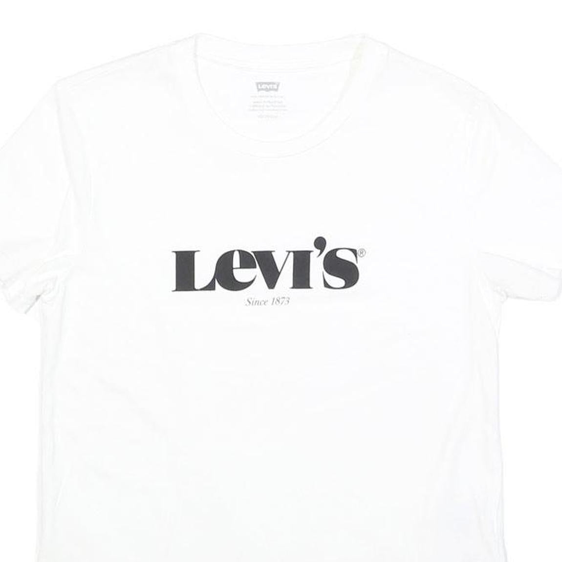 LEVI'S Womens White Logo Graphic T-Shirt XS Short Sleeve Crew Neck Cotton