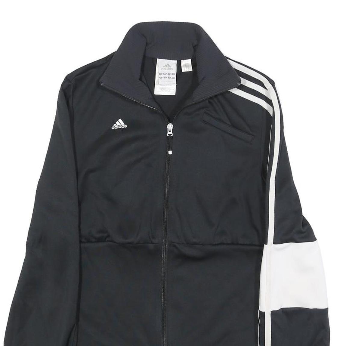 ADIDAS Womens Black & White Track Jacket UK 12 Polyester Zip Classic Sportswear