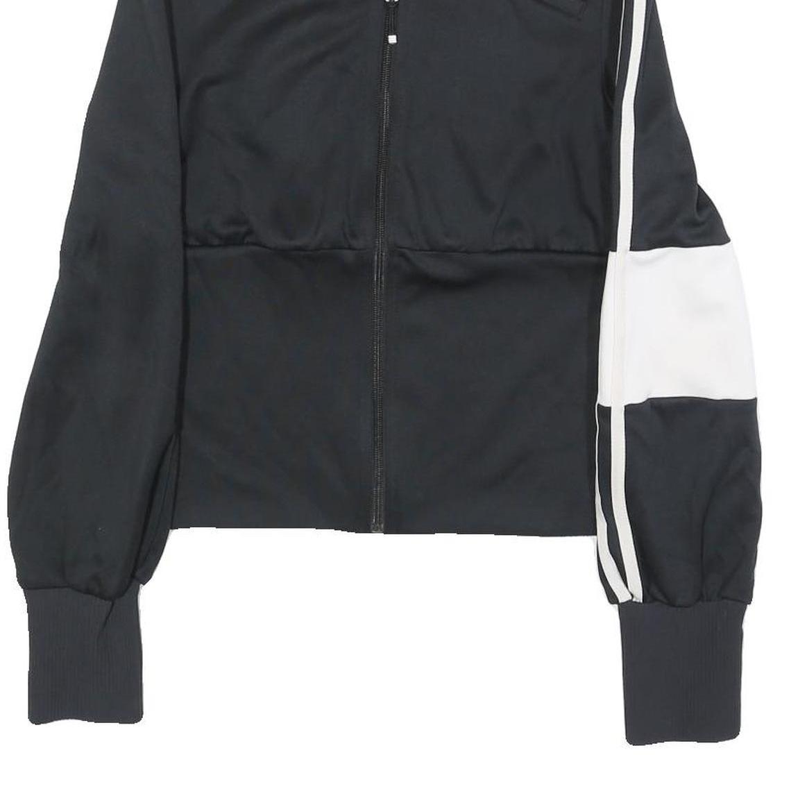 ADIDAS Womens Black & White Track Jacket UK 12 Polyester Zip Classic Sportswear