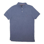 TOMMY HILFIGER Mens Blue Short Sleeve Plain Polo Shirt M Classic Cotton Blend