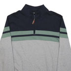 COTTON TRADERS Mens Navy & Grey Jumper Patterned 1/4 Zip Crew Neck XL Cotton