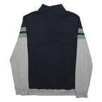 COTTON TRADERS Mens Navy & Grey Jumper Patterned 1/4 Zip Crew Neck XL Cotton