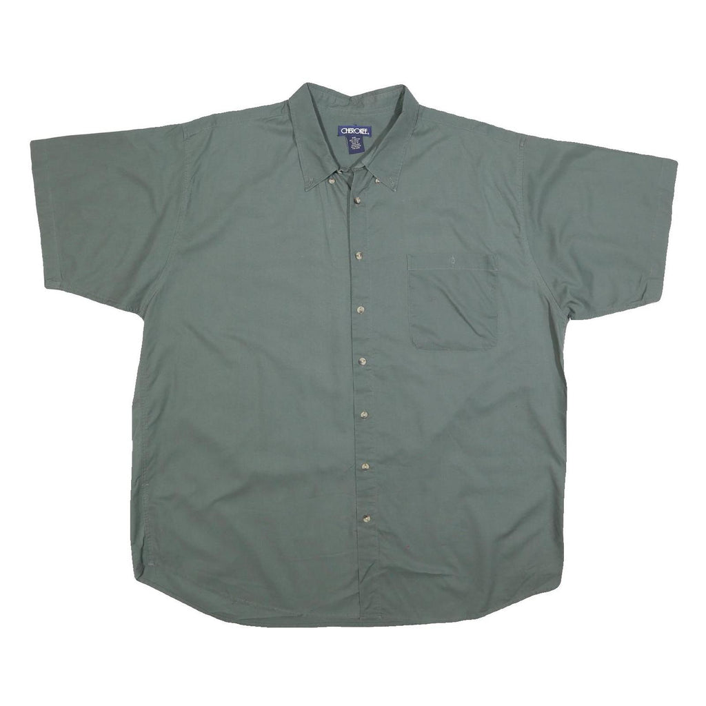 CHEROKEE Mens Green Cotton Shirt 2XL Button-Down Casual Pocket