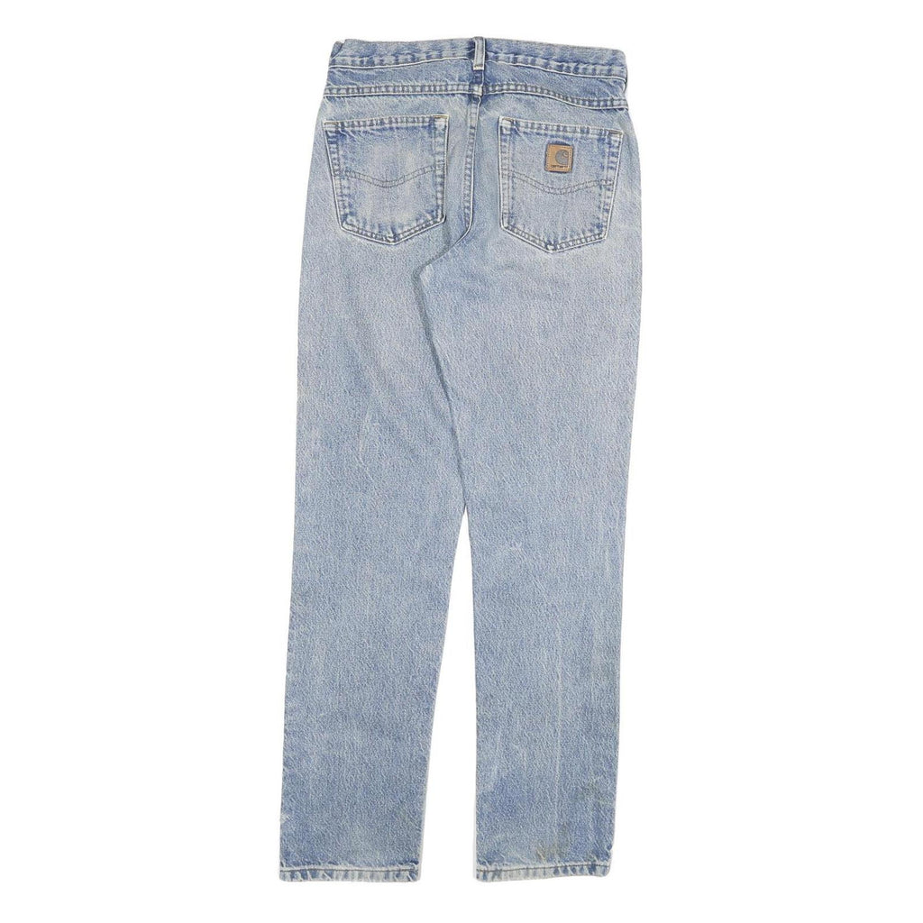 CARHARTT Mens Slim Light Blue Denim Jeans W30 L32 Casual Cotton Blend Zip